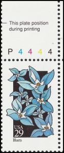 US 2656 Wildflowers Bluets 29c plate single UR P4444 MNH 1992