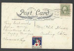 1919 PPC* Xmas Seal #WX24 Unchecked Untied For Type On New Years Card 