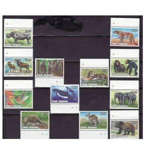 WD02/12/21-Cook Islands - Endangered Animal 12 Stamp Set 1095-1106