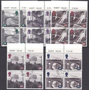 GB 1994 Steam Trains set in blocks of 4 fine used...........................3379