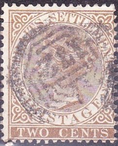 MALAYA STRAITS SETTLEMENTS 1868 QV 2c Brown SG11 Used