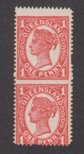 Queensland 1d Zig Zag perf type b 1897  Pair MNH OG