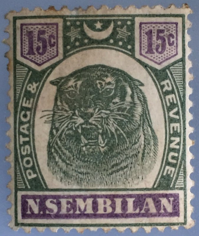 MALAYA 1896 N SEMBILAN Tiger 15c MH SG#11 M3412