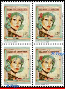 20-14 BRAZIL 2020 CLARICE LISPECTOR, FEMALE WRITER, FAMOUS PEOPLE, BLOCK MNH