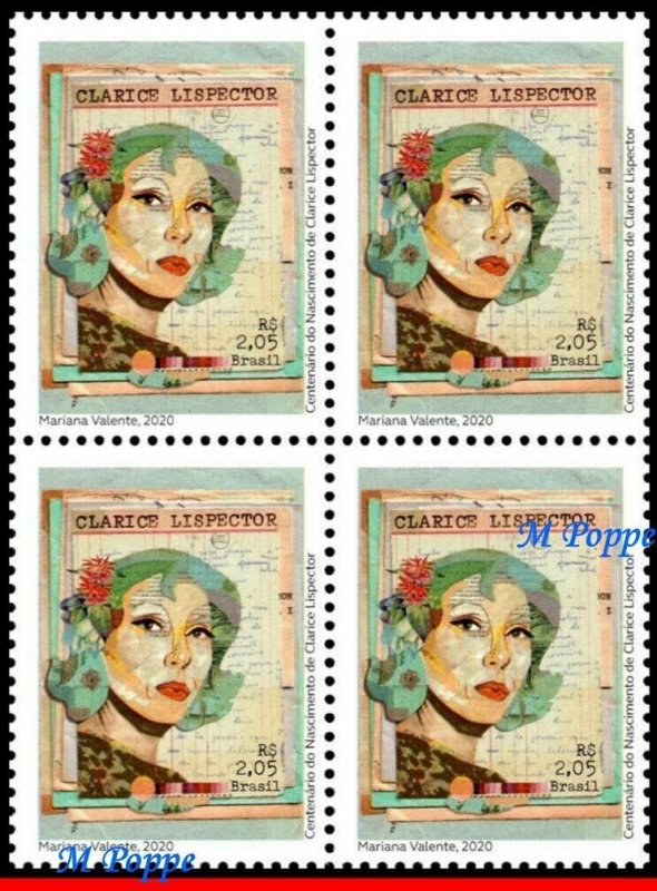 20-14 BRAZIL 2020 CLARICE LISPECTOR, FEMALE WRITER, FAMOUS PEOPLE, BLOCK MNH