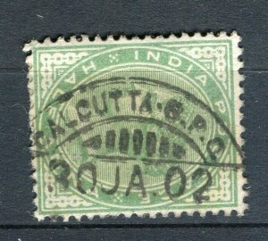 INDIA; 1890s early classic QV issue 1/2a. value, + fair Postmark, Calcutta GPO