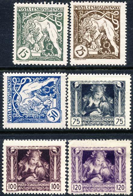 Czechoslovakia 1919 Sc B124-9 Lion Chains Mother Stamp MH