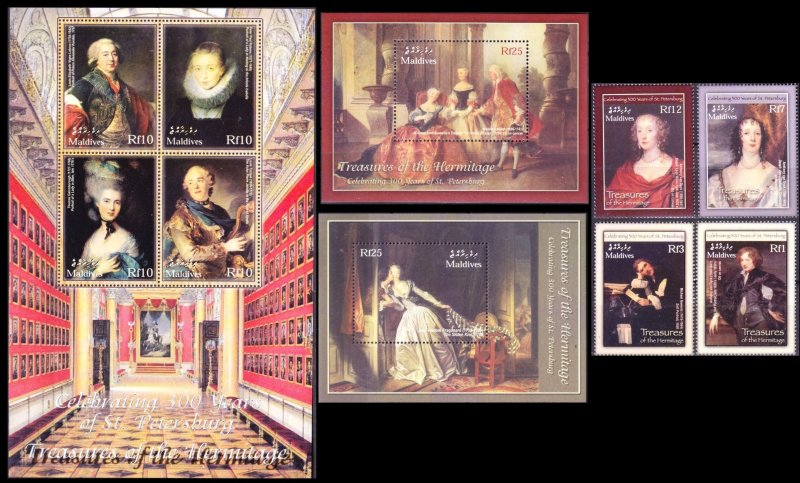 2004 Maldive Islands 4272-75,4276-79KL,B558b-B559b Painting Hermitage 22,50 €