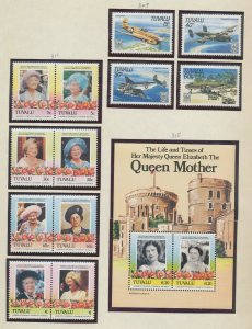 TUVALU - Scott 307-317 - MNH  - Queen Mother, Airplanes - 1985 --  THREE SCANS