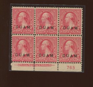 Guam 2 Unused Plate Block of 6 Stamps (By 1338) 1st Printing BETTER DURLAND $400