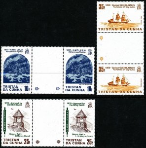 Tristan da Cunha 1985 Stranded ships Gutter pair MNH