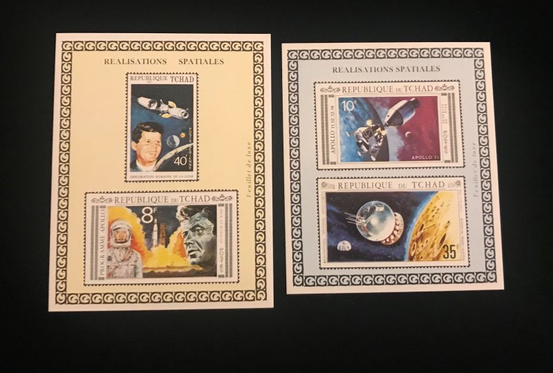 Chad Souvenir Sheets, set of 2, MNH,  231A-C, 231E, JFK