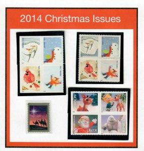 2014 CHRISTMAS STAMPS 4937-40 4941-44 BLK 4945 4946-49 Rudolf Reindeer MNH