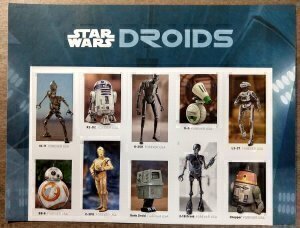 U.S.#5573-5582 Star Wars Droids 55c Header Block of 10, MNH.