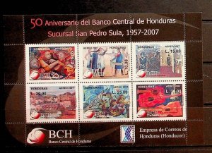 HONDURAS Sc C1260 NH SOUVENIR SHEET OF 2007 - BANK - ART