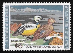 RW 40 $5.00  1973 WA Steller's Elder Stamp Mint OG F=VF