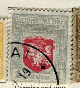 LITHUANIA;   1919 early issue fine used 1a. value