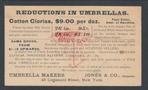 US Sc UX9 1890 Illustrated Advertising Card in blue, Umbrella Maker, NYC