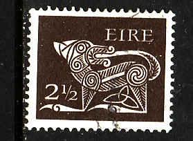 Ireland-Sc#294-used 2&1/2p sepia-Dog-Animals-1971-75-