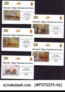 BURUNDI - 2012 RAILWAY LOCOMOTIVE SET OF 5 DELUXE SHEETS MNH