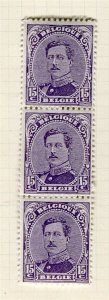 BELGIUM; Early 1900s Albert issue fine Mint hinged 15c. STRIP