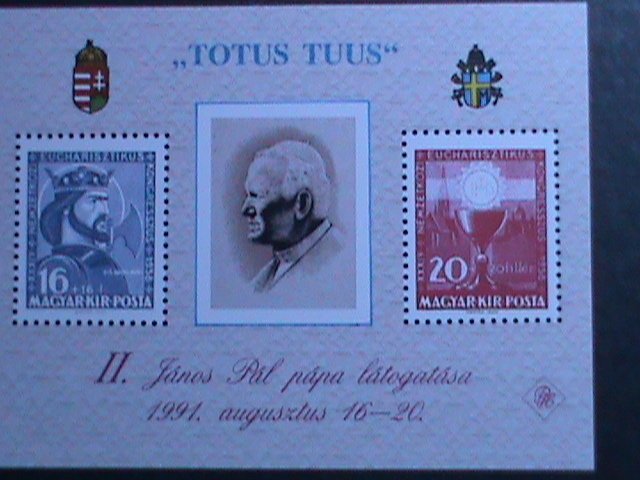 HUNGARY 1991 VISITINHG OF POPE JOHN PAUL II S/S MNH-VF WE SHIP TO WORLD WIDE