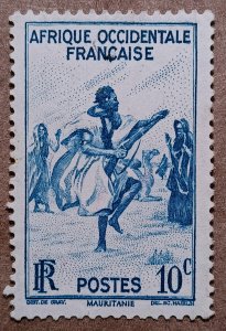 French West Africa #36 10c Rifle Dance, Mauritania MNG (1947)