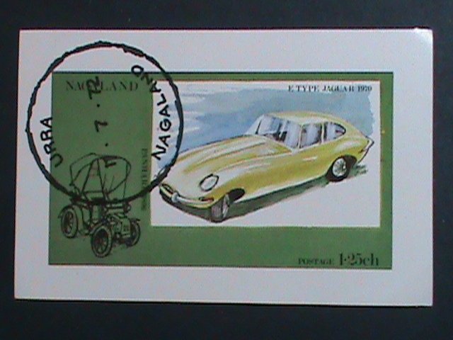 ​NAGALAND-1972 E.TYPE JAGUAR-1970 CLASSIC CAR-IMPERF :CTO S/S SHEET-VERY FINE