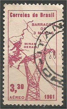 BRAZIL, 1961, used 3.30cr  Power Line Scott C105