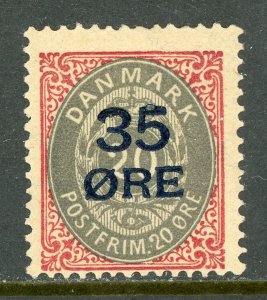 Denmark 1912 Overprint 35o/20o Perf 13 Scott #80 Mint B291