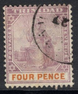 TRINIDAD SG118 1896 4d DULL PURPLE & ORANGE FINE USED