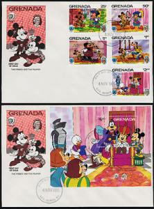 Grenada 1317-22 on FDC Disney, The Prince and the Pauper, Mark Twain