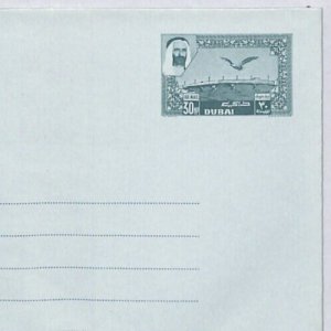 Gulf UAE DUBAI AIR LETTER Postal Stationery 30p FALCON Unused BIRDS ZN207