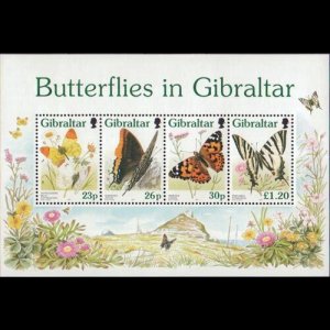 GIBRALTAR 1997 - Scott# 731a S/S Butterflies NH