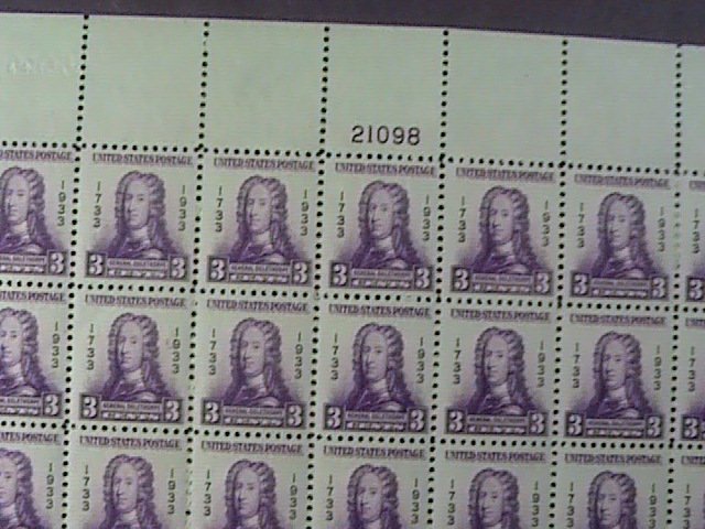 U.S.# 726-MINT/NEVER HINGED---PARTIAL PANE OF 81----(P# 21098)--OGLETHORPE--1933