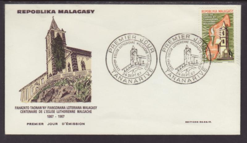 Madagascar 403 Lutheran 1967 U/A FDC