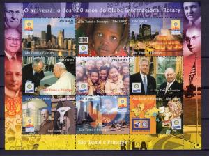 Sao Tome and Principe 2005 Pope John-Paul II/100th.Anniv.Rotary Shlt (9) Perf.