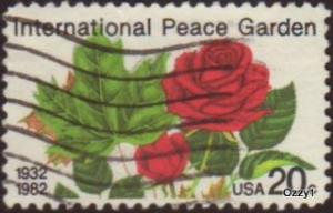 USA 1982 Sc#2014, SG#1991 20c International Peace Garden Rose USED.