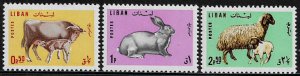 Lebanon #440-2 MNH Set - Animals - Cow - Bunny - Sheep