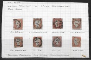 Great Britain 3 1d Victoria Group 15 Different Cancels