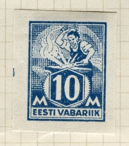 ESTONIA; 1922 early local Workers Imperf issue Mint hinged 10M. value
