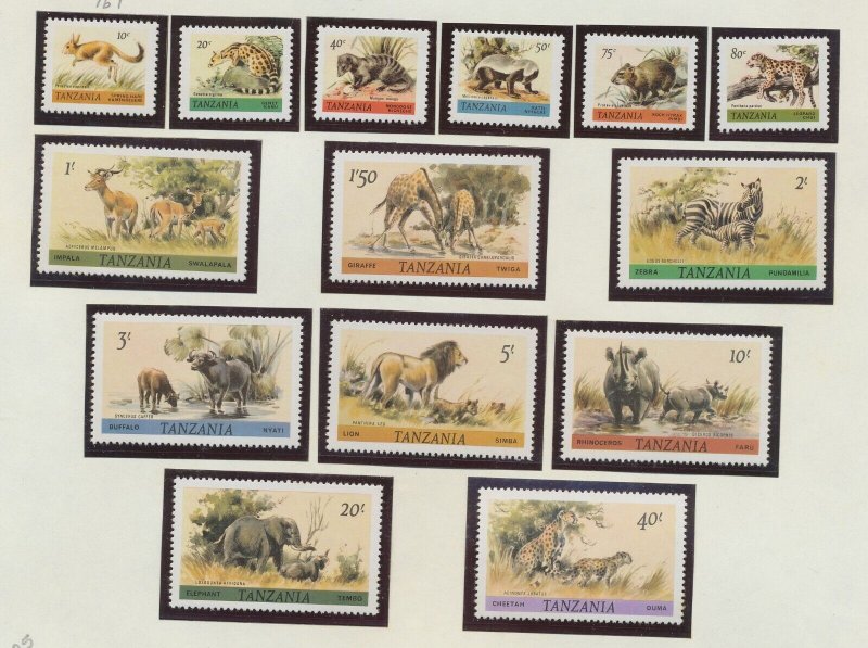 TANZANIA  - Sc 161-174 - MNH - tiger cat, giraffe, zebra, lion, rhino, elephant