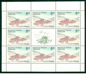 GREENLAND 432A MNH SHEET OF 8 PLUS LABEL CV $18.00 BIN $10.00