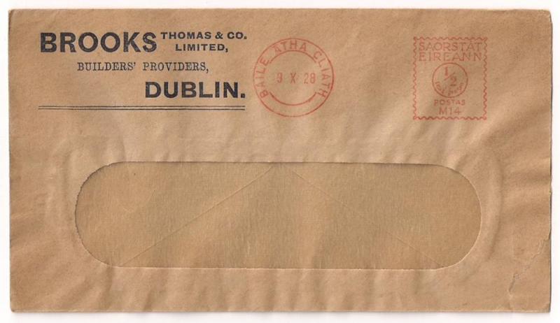 IRELAND: Dublin Meter Stamp on Brooks Thomas envelope early!