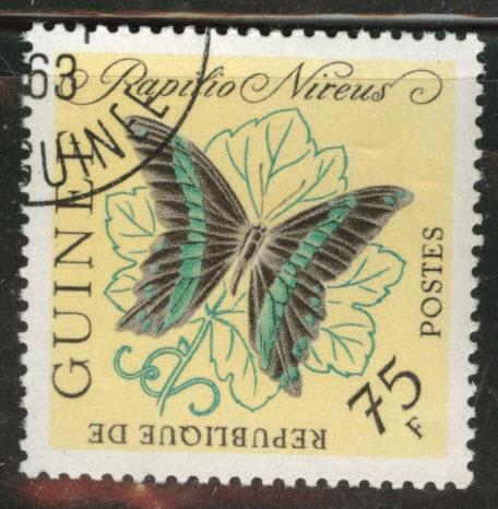 Guinea Scott 304 used CTO 1963 Butterfly stamp CV$0.50