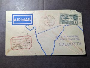 1935 India Airmail First Flight Cover FFC Bombay to Calcutta