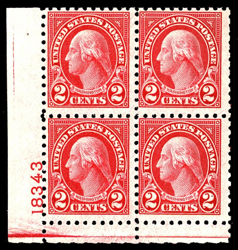 U.S. #583 MINT PL# Block OG LH 