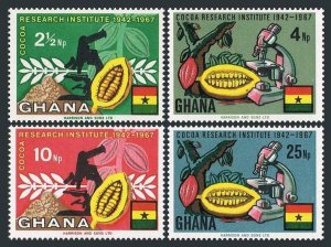 Ghana 323-326,326a sheet,MNH.Mi 334-337. Cocoa production,1968.Beans.Microscope.