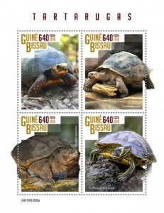 Guinea-Bissau - 2019 Turtles on Stamps - 4 Stamp Sheet - GB190306a