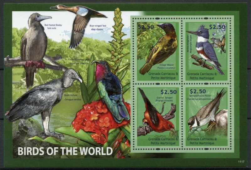 Grenadines Grenada Stamps 2011 MNH Birds of World Kingfisher Plovers 4v M/S I 